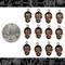 Antiqued Copper Plated Brass Skull Charms - Set of Twelve - C-C07